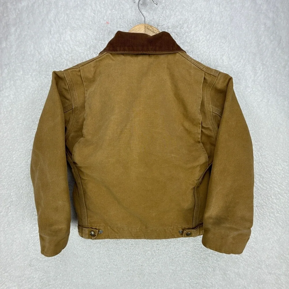 Carhartt‎ Detroit Jacket Quilt Lined Youth Medium Y20 BRN Brown Red Lining